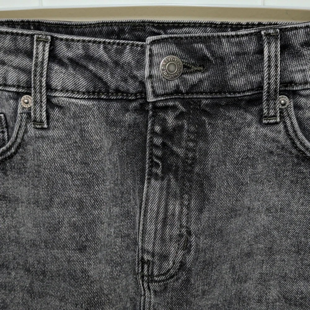 Old Navy Black Acid Wash Denim Mini Skirt Frayed Hem Stretch Women's Size 6